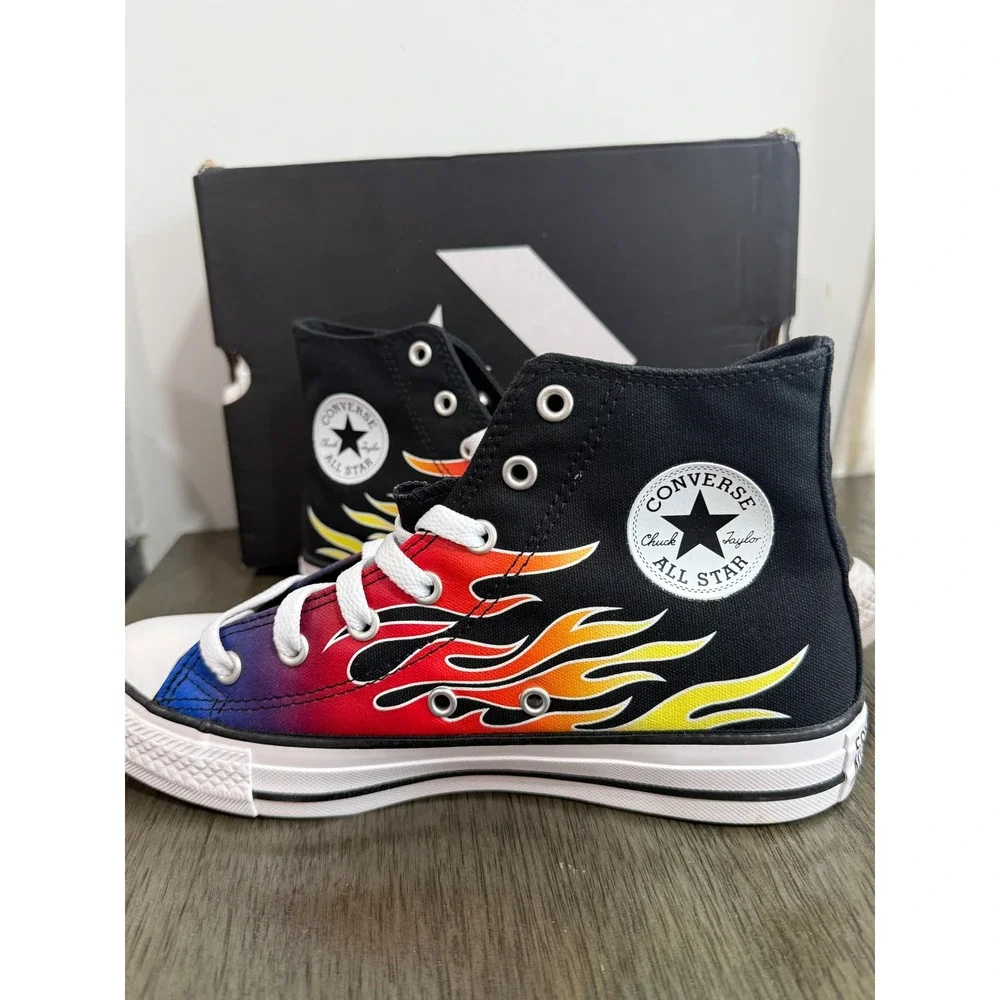 Converse Chuck Taylor All Star Hi Flame Print Black High Top Sneakers Kids US/5
